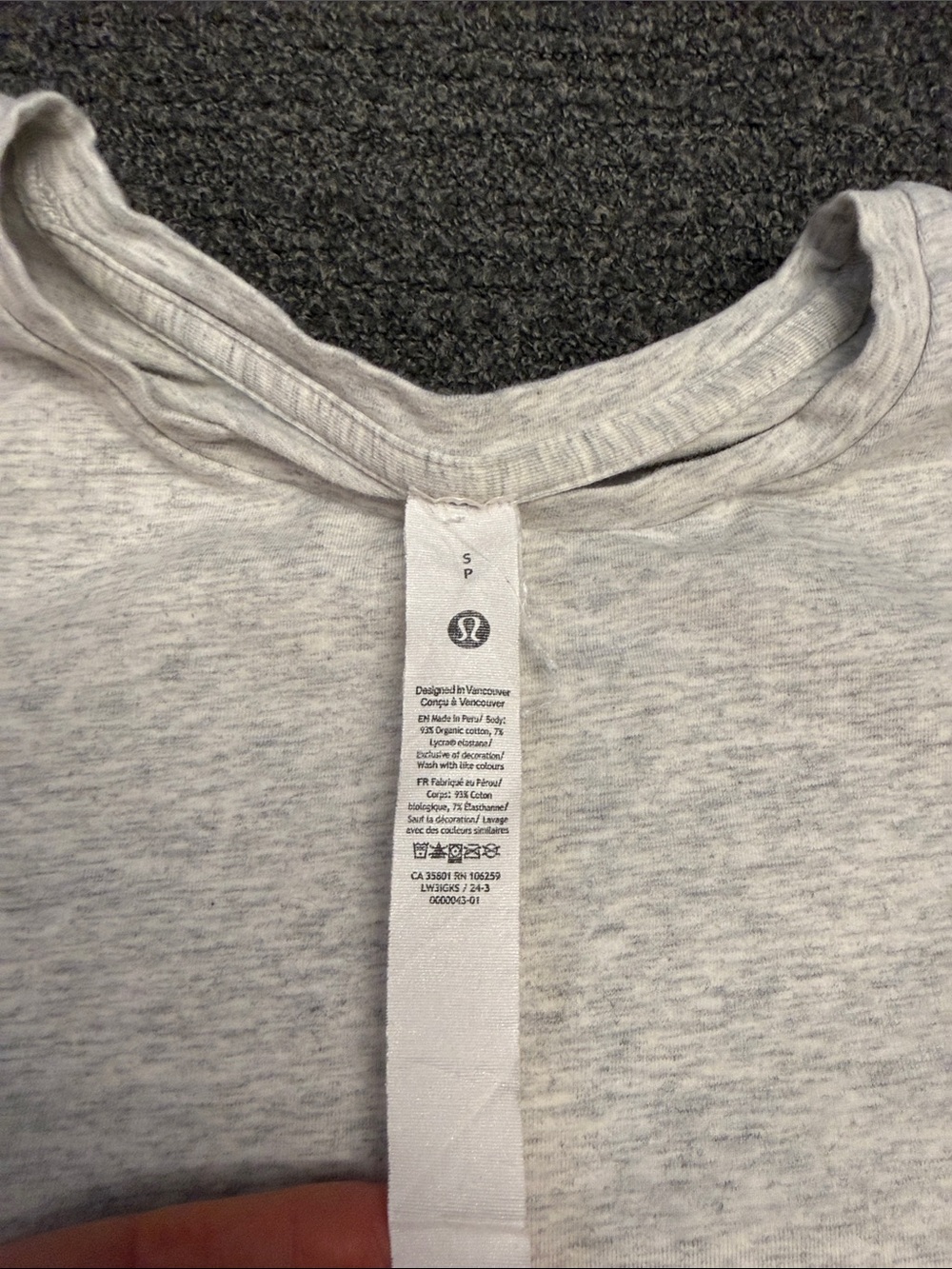 Lululemon Organic Cotton Crewneck Long-Sleeve Shirt in Heathered Light Grey - Picture 8 of 8
